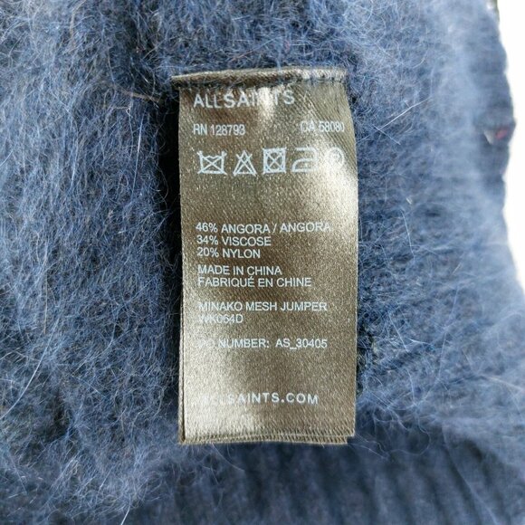 AllSaints Minako Angora Mesh Sweater Navy Blue Size 4 Small - Picture 10 of 15